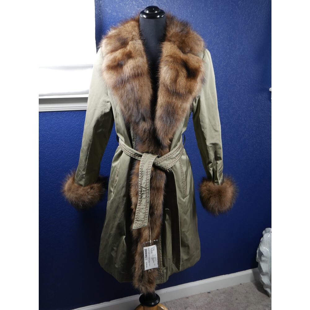 NWT $6500 Anna Maria Leporatti Saks Fifth Microfiber w/ Fisher Sable Fur Coat
